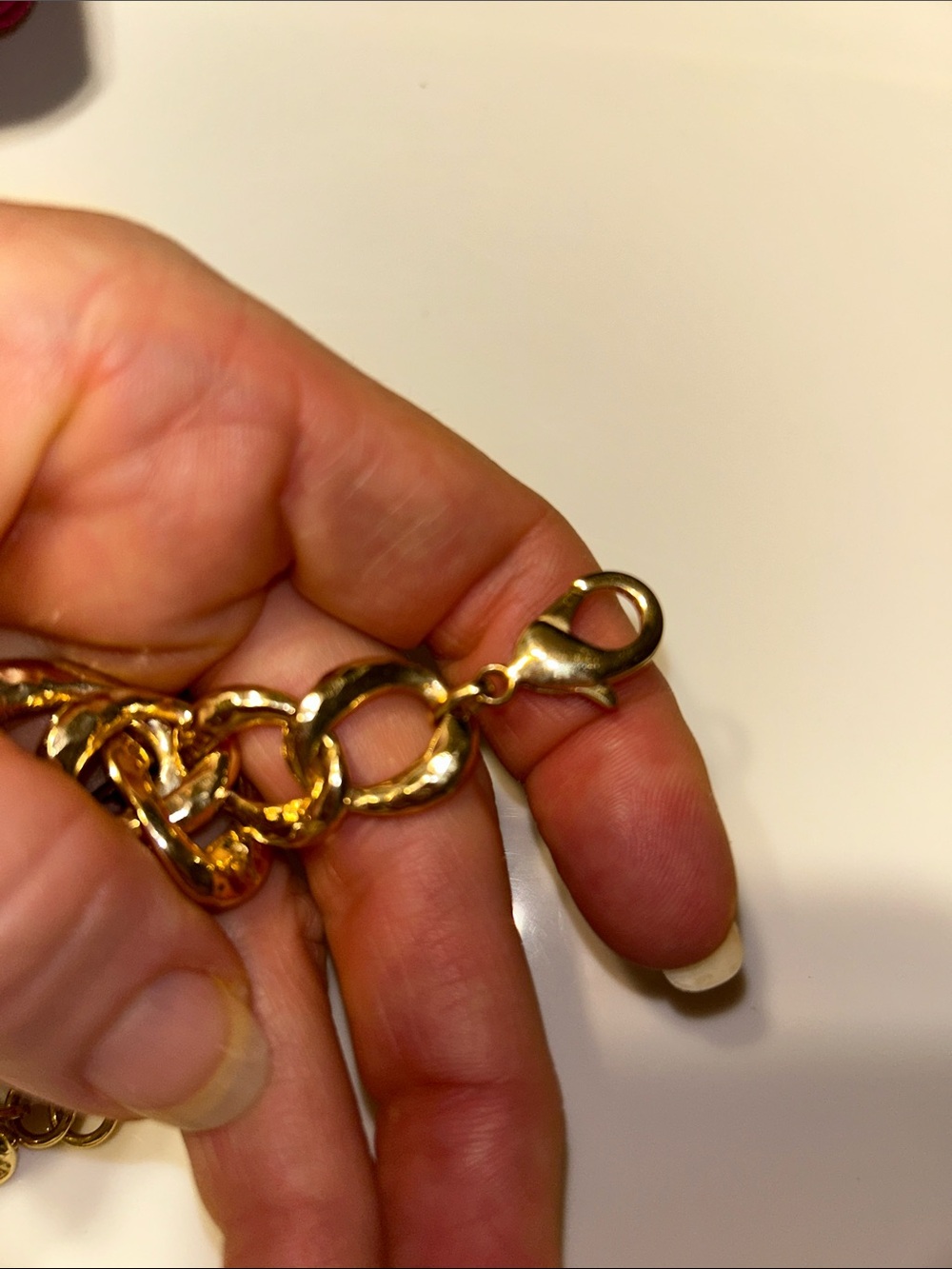 Capucine De Wulf Gold Link Bracelet with Crystal Accents and Velvet dust bag - Picture 4 of 9